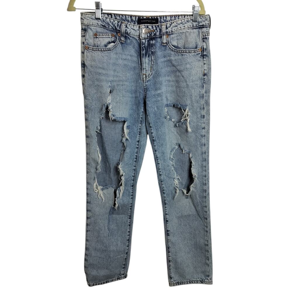 4867( Aeropostale Boyfriend Distressed Low Rise Jeans 2 Reg